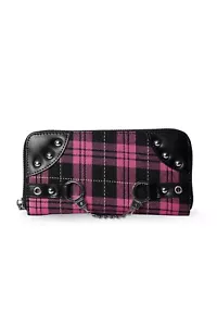 VERBOTENE Kleidung Retro Gothic Handschelle Reißverschluss schwarz rosa Tartan kariert Geldbörse Geldbörse - Bild 1 von 3