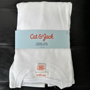 BNWT Cat & Jack Target Kids Thermal Set Pants And Shirt Size L (12/14) Snow Wht - Picture 1 of 4