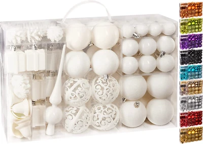 Set Di 101 Accessori Decorativi per L'Albero Di Natale, Addobbi Natalizie Crema - Immagine 1 di 4