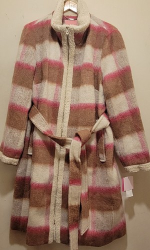 Maxi lana con cintura Kate Spade New York con dettagli sherpa a quadri bufalo taglia XL