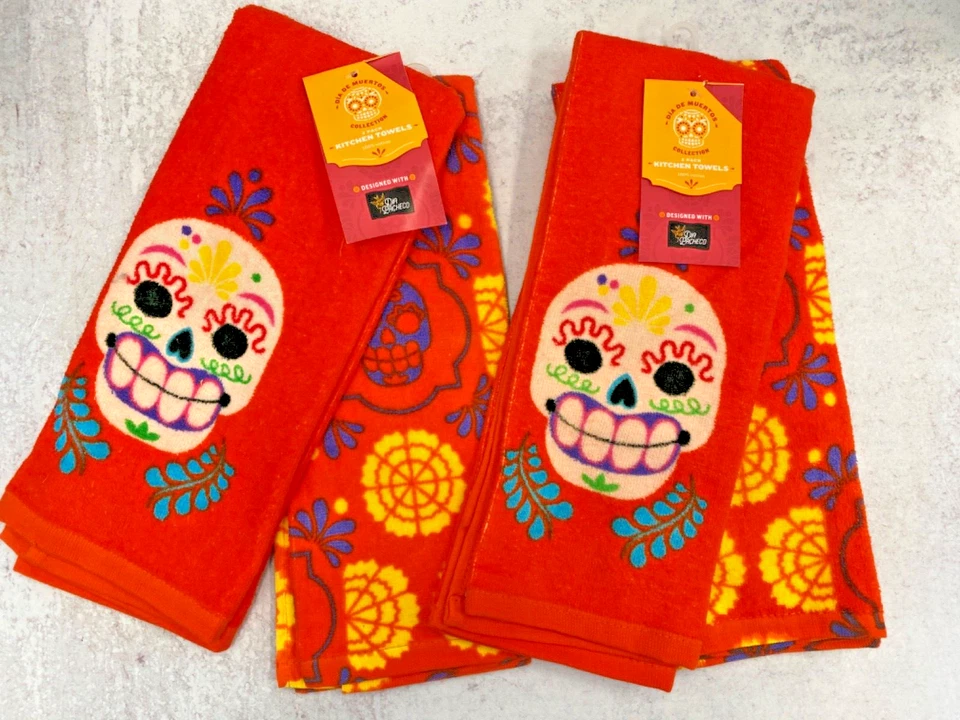 Target 2024 Dia De Muertos Collection 2 Pack SUGAR SKULL COTTON HAND TOWEL