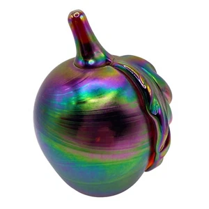 Gibson 1990 Red Carnival Glass "Apple" Paperweight Iridescent - Picture 1 of 9