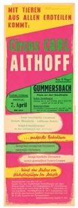 Circus Carl Althoff 1961 Original Zirkusplakat - Bild 1 von 1