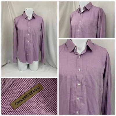 Camisa de vestir Choleric Iceberg para hombre 16,5 35 algodón a cuadros púrpura como nueva YGI Q1-27 Foto 1 de 4