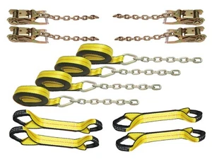 8 Point Tie Down System Kit Roll Back Chain Ends for Car Carrier Tow Truck USA - Picture 1 of 8