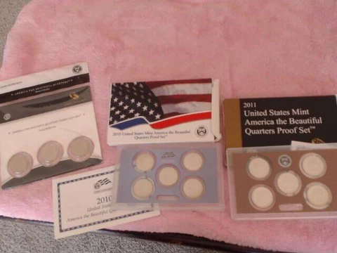 3 sets  , 2010 & 2011 America the Beautiful Quarters Proof set & Yellowstone 3 Cover