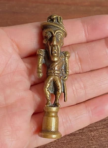 Antique c1820 Brass Duke of Wellington Old Nosey Caricature Pipe Tamper Stomper - Picture 1 of 15