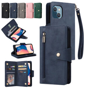 For iPhone 15 14 Pro Max 13 12 11 XS XR 8 7 6 6S SE Zip Wallet Leather Flip Case