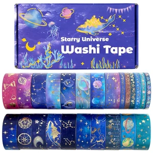 24 Rolls Washi Tape Set - Gold Foil Galaxy Decorative Masking Tape Constellation - Picture 1 of 7