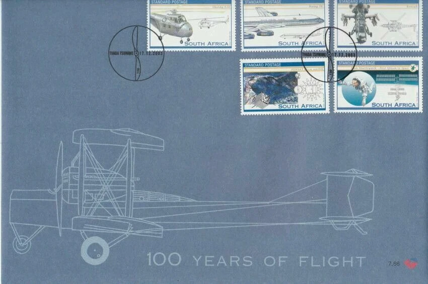 [SJ] South Africa 100 Years Of Flight 2003 Aircraft Airplane Transport (FDC) - Image 1 of 4