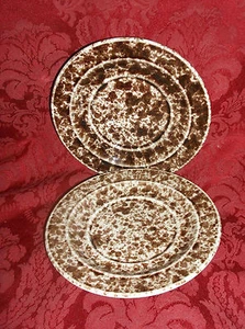 2 HOMER LAUGHLIN "BROWN SPLATTER" 6,25" UNTERTASSEN  - Bild 1 von 1