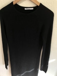 Abito nero T by Alexander Wang manica lunga maglia misto lana seta taglia M - Foto 1 di 12