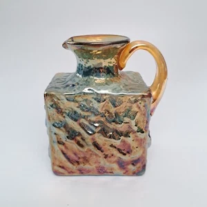 Pilgrim Nugget Nugate Blue Carnival Art Glass Rock Crystal Smooth Handle Pitcher - Picture 1 of 15