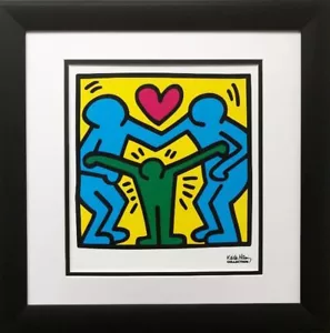 Keith Haring "KH11" PERSONALIZZATO INCORNICIATO POP Street Art Love Family - Stampa BRUCE McGAW - Foto 1 di 4