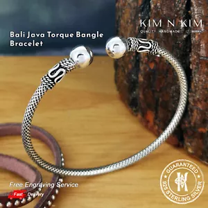 Bali Java Torque Bangle Bracelet✔️8mm Ball ✔️Personalised✔️925 Silver✔️Quality - Picture 1 of 11