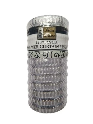 全新 12 件 塑料 浴室 浴帘 环 锁 圆形 钩 透明 — 第 1/2 张图片