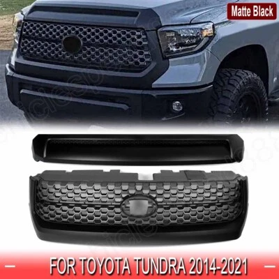 For 2014-2021 Toyota Tundra Matte Black Front Grille & Hood Bulge Molding Set Foto 1 de 4