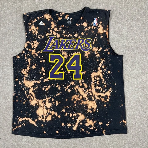 Kobe Bryant Shirt Mens Size XL Black Sleeveless LA Lakers Bleached Tank Top DIY Cover