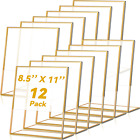 12 Pack Acrylic Sign Holder 8.5 X 11 Inches Gold Frame Flyer Document Brochure P