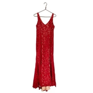 BCBG BCBGeneration Dress Womens 8 V Neck Lace Side Slit Maxi Gown New - Picture 1 of 6