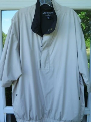Dryjoys FootJoy Men's Beige Pullover 1/2 Zip Wind Rain Golf Polo Jacket Large - Image 1 of 4