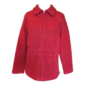 Deane & White Red 100% Wool zip up jacket Womens Size L - Picture 1 of 5