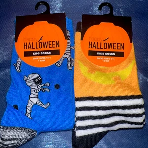 Halloween Socks -Kids Shoe Size 10-4 Mummy Socks & Jack-O-Lantern - 2 Pairs - Picture 1 of 7