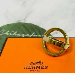 Auth Hermes Scarf Ring Cosmos Gold Good used 0.98 inch w/ Box select Fast Ship - Picture 1 of 21