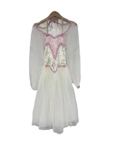 Vintage 1980 Vorhang Ruf Kostüme Spitze Ballett trägerlos Turnanzug Kleid Kinder 14 - Bild 1 von 15