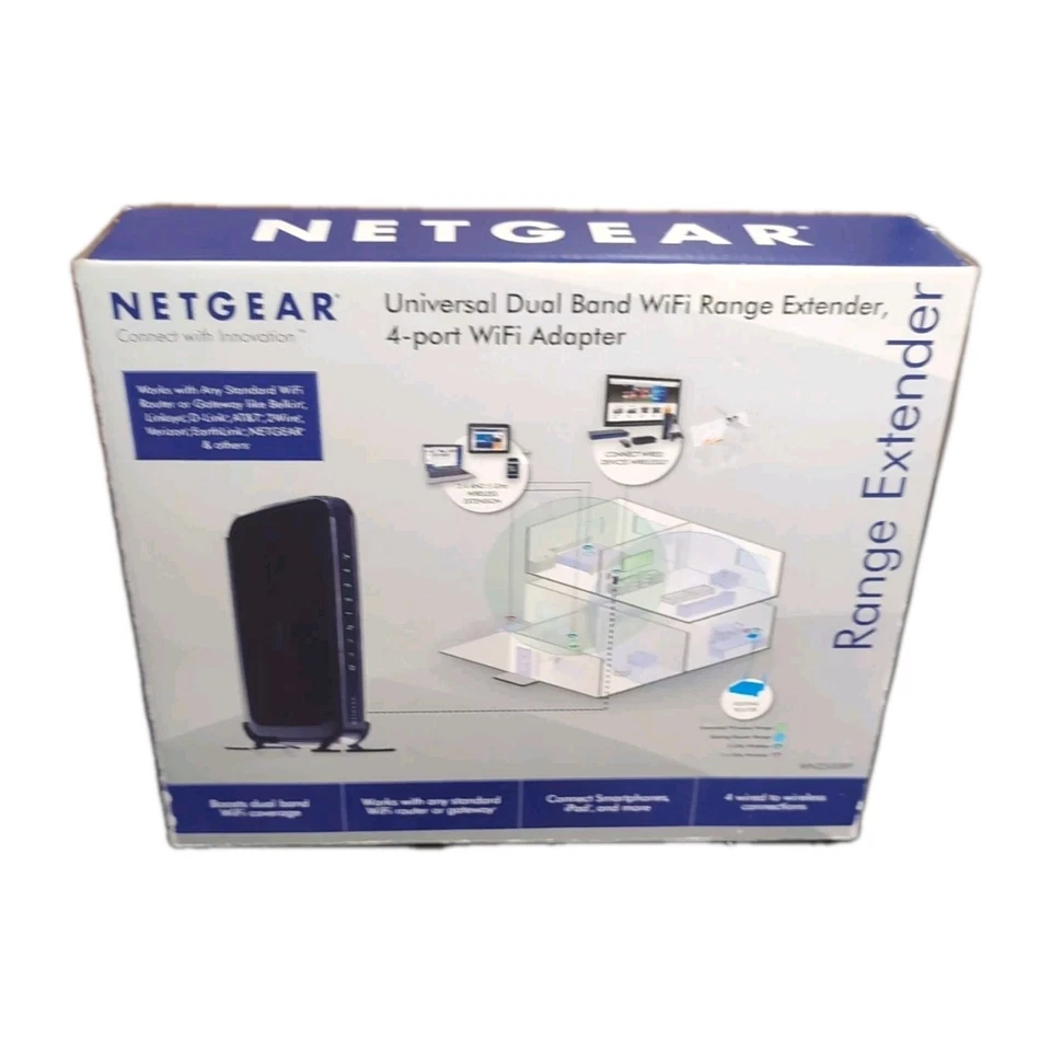 NETGEAR WN2500RP Universal Dual Band WiFi Range Extender, 4-port WiFi Adapter... - Image 1 of 4