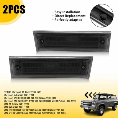 Carcasa de luz de marcador lateral de humo para 81-91 Chevy GMC C/K 10 Suburban Blazer EPM Foto 1 de 4