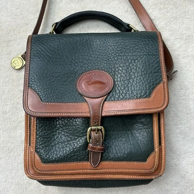 VTG Dooney & Bourke Surrey Crossbody Bag Green British Tan AWL Leather Purse - Image 1 of 4