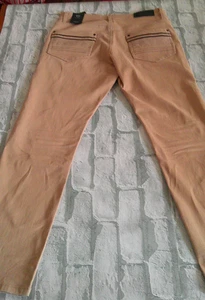 Fried Denim Hose Herren 32x32 hellbraun Stretch gerades Bein flache Vorderseite schmale Passform - Bild 1 von 18
