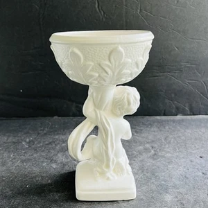 Jarrón jardinera vintage Inarco pequeño de cerámica blanca de porcelana querubín ángel pedestal - Imagen 1 de 16