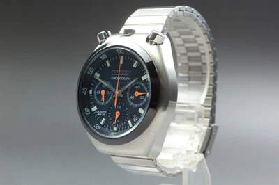 [N MINT+] CITIZEN 0510-S127718 Record Label Tsuno Chrono Quartz Uomo dal... - Immagine 1 di 4