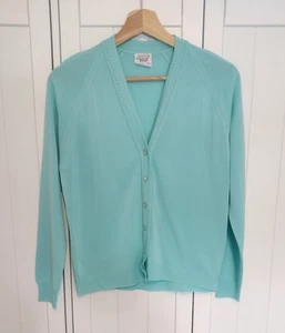 Vintage St Michael Cardigan UK 12 Turquoise - Picture 1 of 15