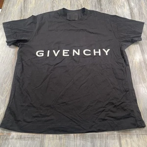 Givenchy Logo Print T-Shirt Men Size 2XL Black 4G Puff Print Shirt READ - Picture 1 of 3