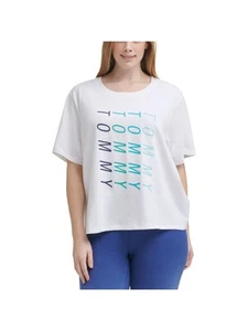 TOMMY HILFIGER Womens White Stretch Short Sleeve Scoop Neck T-Shirt Plus 1X - Picture 1 of 3