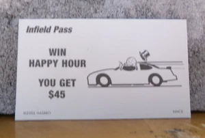 MONOPOLY NASCAR NEXTEL CUP SERIES INFIELD PASS TARJETA GANA HAPPY HOUR OBTIENES $45 - Imagen 1 de 2