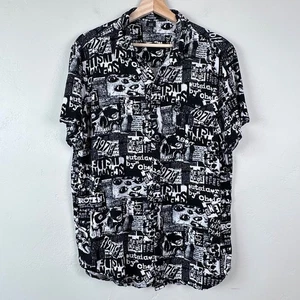 Social Collision Shirt Men L Goth Newsprint Woven Button Up Goth Punk Grunge - Picture 1 of 8