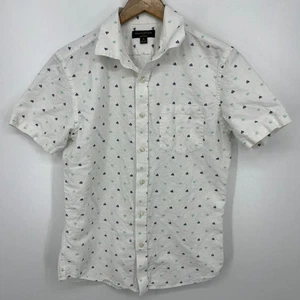Banana Republic Short Sleeve Button Shirt Men's M White Linen Slim Fit Elephant - Picture 1 of 10