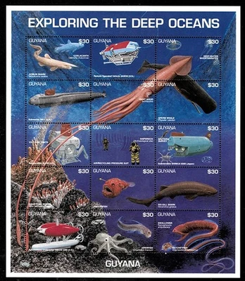Guyana 1996 - Ocean Exploring Fish - Sheet of 15 stamps - Scott #3106 - MNH - Image 1 of 2