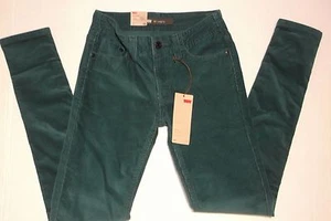 LEVIS 535 WOMENS GREEN CURDUROY LEGGING JEANS SIZE 3M NEW WITH TAG LQQK - Picture 1 of 7