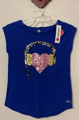 Camisa de algodón sin mangas con lentejuelas azul talla 14 Total Girl ¡NUEVA CON ETIQUETAS! A2526 Foto 1 de 4