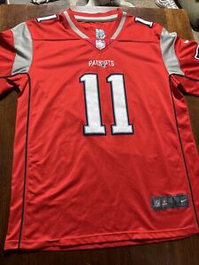 Nike Patriots Julian Edelman Inverted Red throwback Jersey Size Large