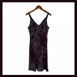 Vintage Y2K 90s Burgundy Purple Floral Bias Cut Slip Dress Babydoll Fairy Grunge - Picture 1 of 13