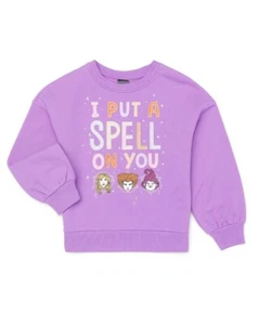 NWT Disney Hocus Pocus Girls Fleece Sweatshirt with Glitter Sz XL 14/16 - Picture 1 of 1