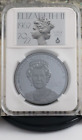 2022 $ 5 CI In Memoriam Queen Elizabeth II 1oz Silber schwarz Proof mit Briefmarken! W3