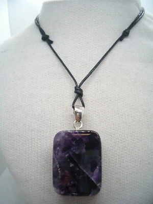 Ciondolo in ARGENTO 925 con AMETISTA VIOLA naturale - pendente Pietra Dura - - Immagine 1 di 4