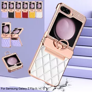 Für Samsung Galaxy Z Flip 5 Diamant Glitzer Ring PU Leder Scharnier Schutzhülle - Bild 1 von 35